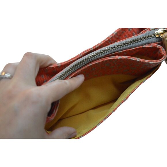 Anthorpologie Pilcro & The Letterpress Orange Beige Gray Crossbody Bag Buckle St - Picture 5 of 11